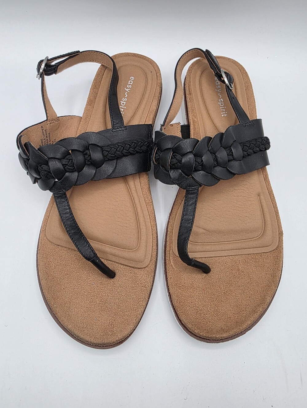 Easy Spirit Womens Elaine Leather Braided Thong Sandals Black Size 9 Shoes NEW - Picture 4 of 8